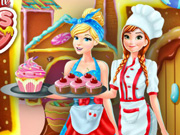 Anna and Cinderella at the Cupcake Factory