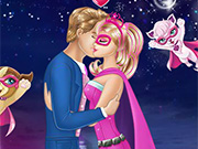 Barbie Superhero and Ken Kissing